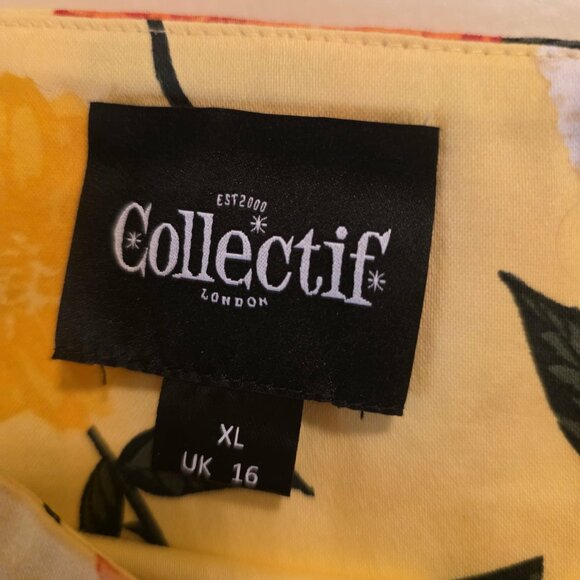 Collectif Yellow Floral Cropped Top XL - Picture 2 of 4
